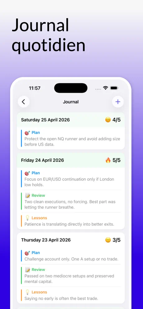 MyEdge Journal de Trading — capture d'écran iPhone 7