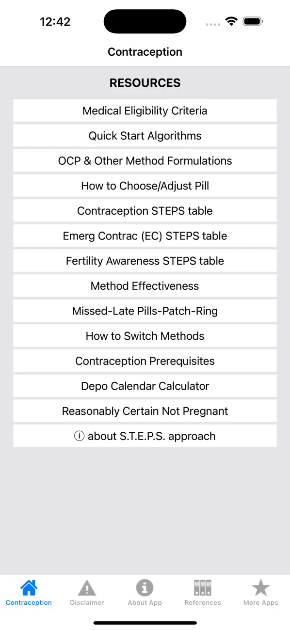 Screenshot #1 pour Contraception Point-of-Care