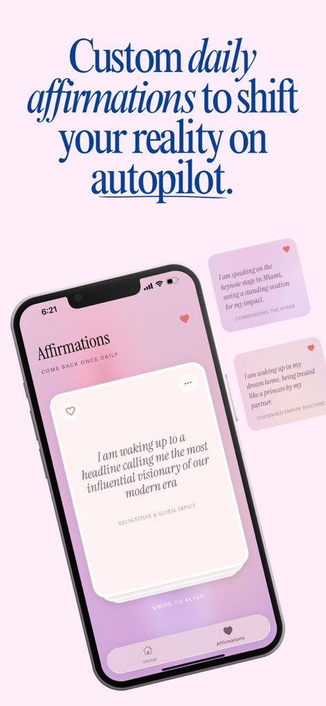 Stella - Manifest Anything - This tool provides dynamic affirmation cards designed for shifting mindset and an interactive 'SWIPE TO ALIGN' feature to reinforce positive beliefs effortlessly.