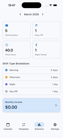 ShiftCal - Work Schedule Screenshot 3 of 5