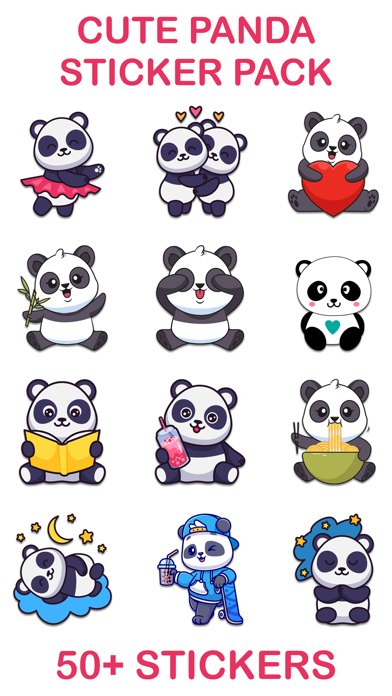 Screenshot #1 pour Cute Panda Stickers Pack!