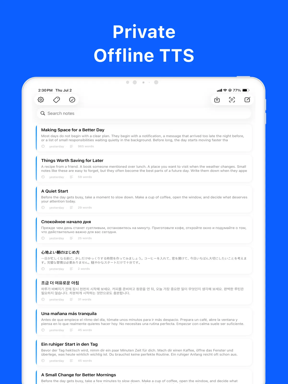 Local TTS - AI Voice Reader iPad screenshot 3