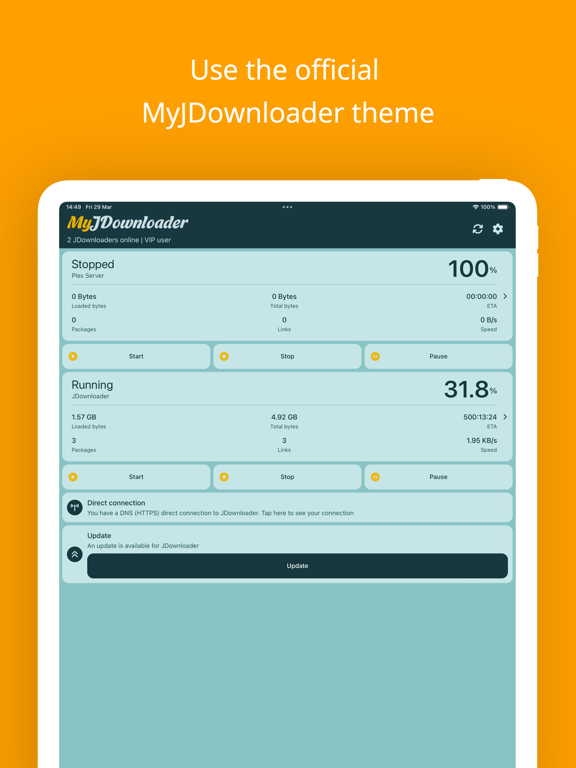 MyJDownloader Remote iPad screenshot 10 - Utilities app
