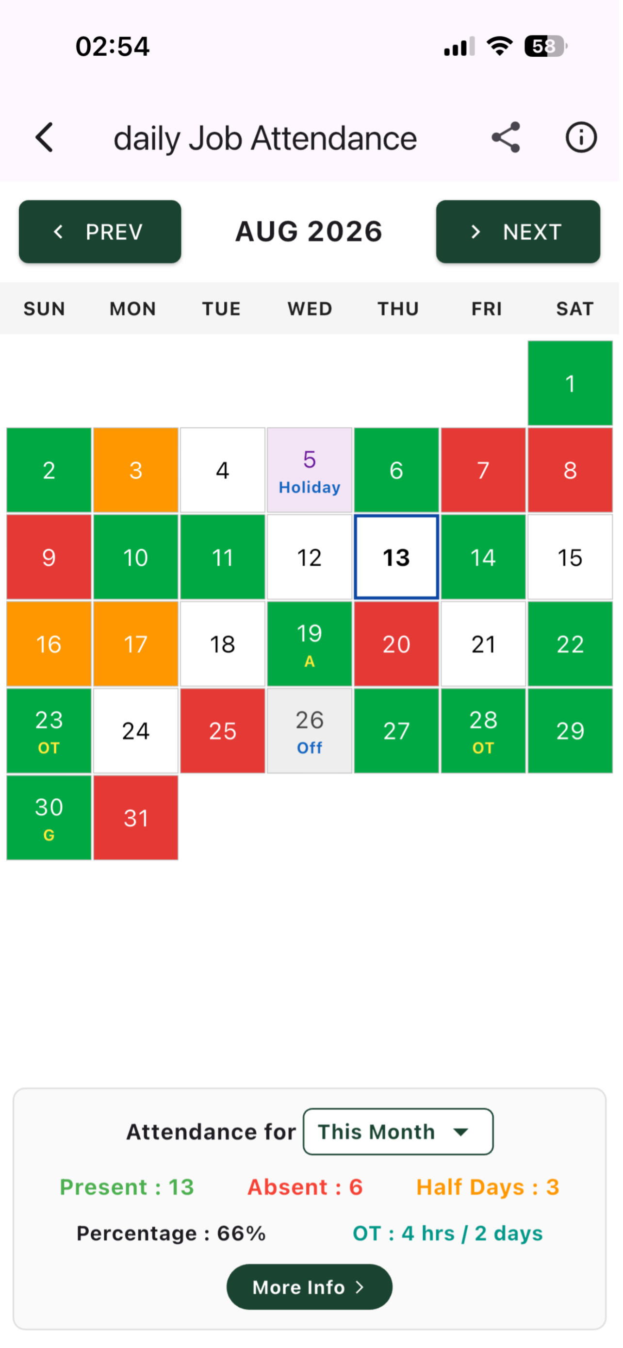 Daily Attendance Tracker App screenshot 2