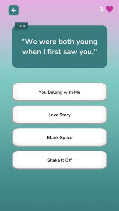 Taylor Swift Trivia Quiz Screenshot