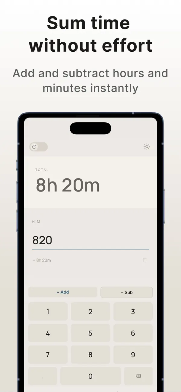 Screenshot #1 pour Tasu - Time Calculator