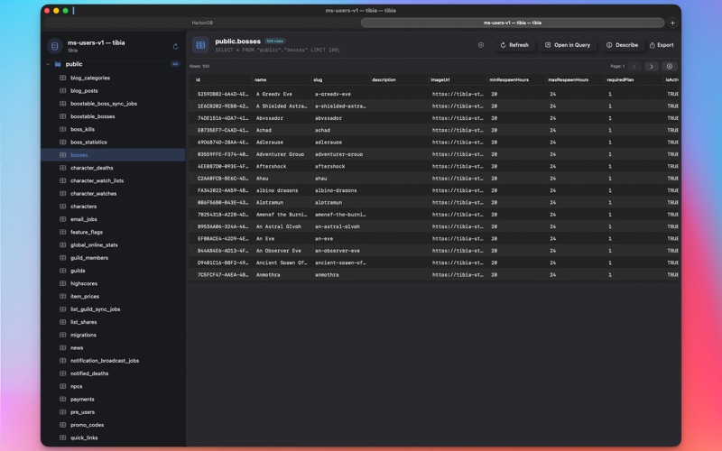 HarborDB screenshot