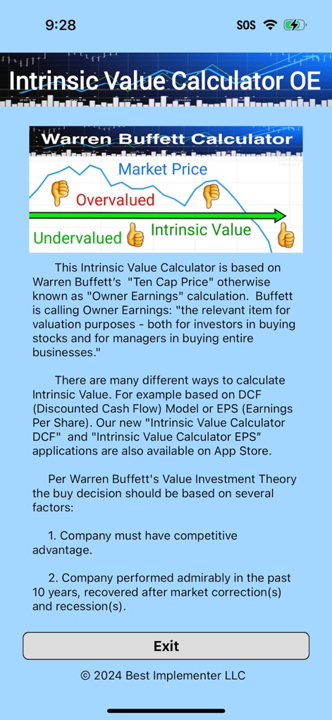 Intrinsic Value Calculator OE - Finance App | MWM