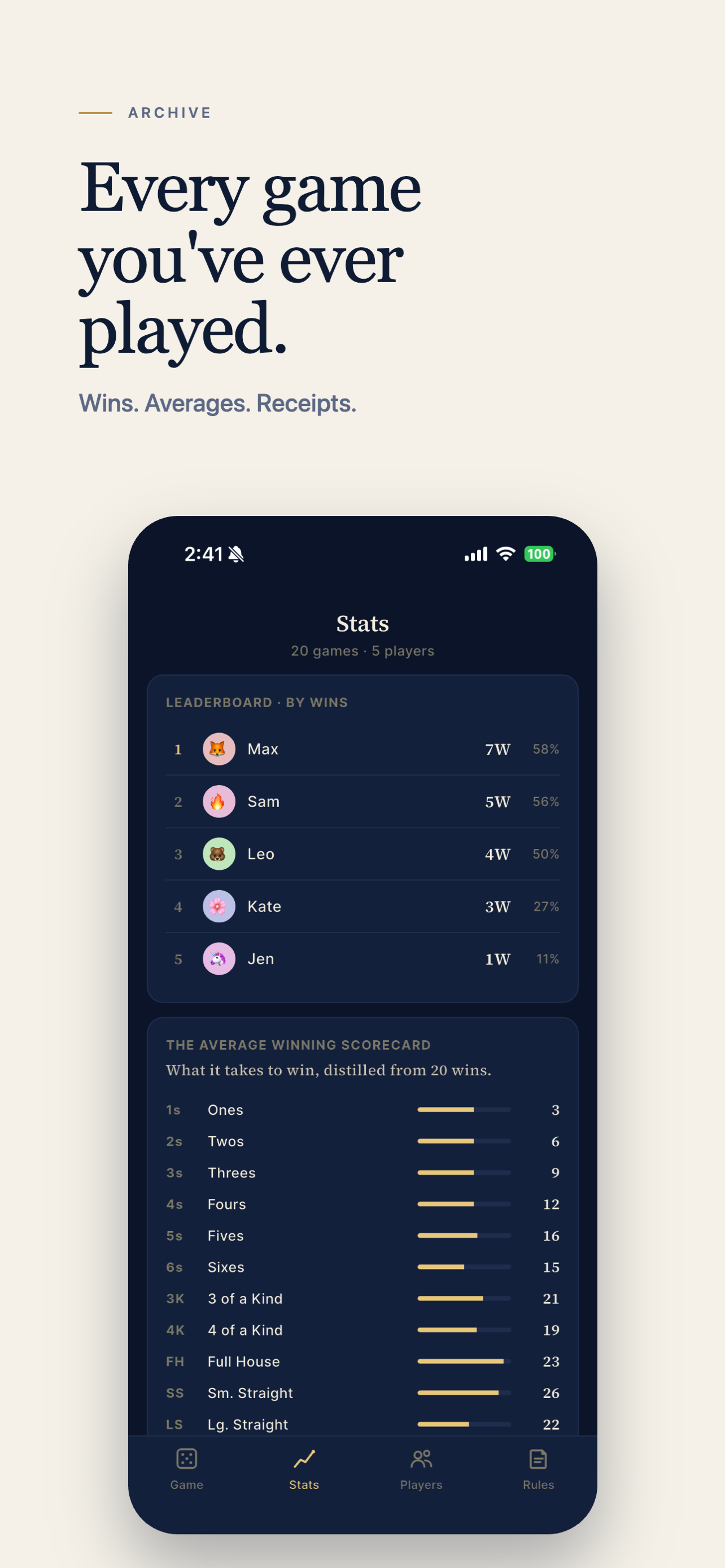 Scorecard for Yatzy screenshot 3