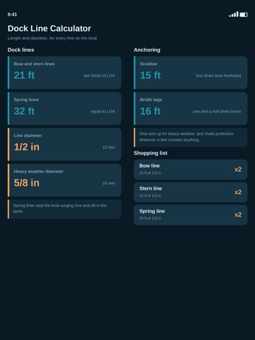 Dock Line Calculator iPad screenshot