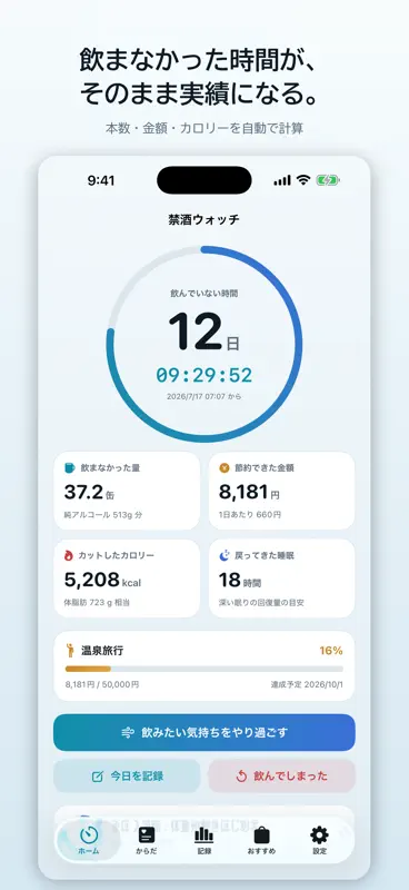 禁酒ウォッチ｜断酒・休肝日カウンター screenshot 1 of 6