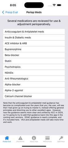 Preop Eval screenshot