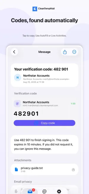 CleanTempMail screenshot 2