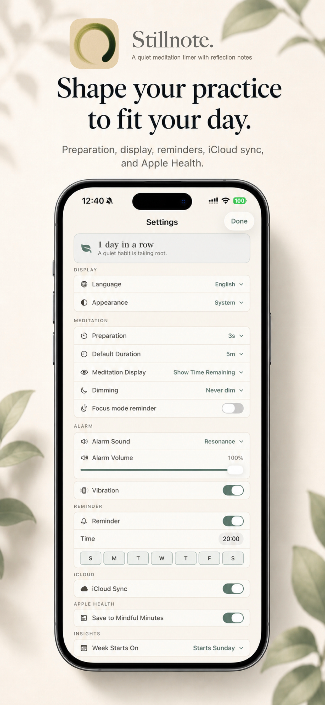 Stillnote: Meditation Timer
