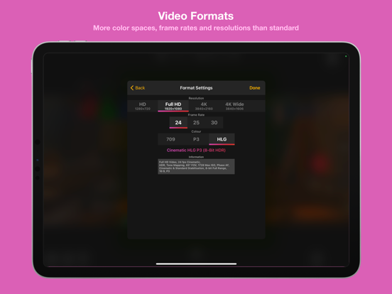 Cinema P3 Pro Camera iPad screenshot 7 - Photo & Video app