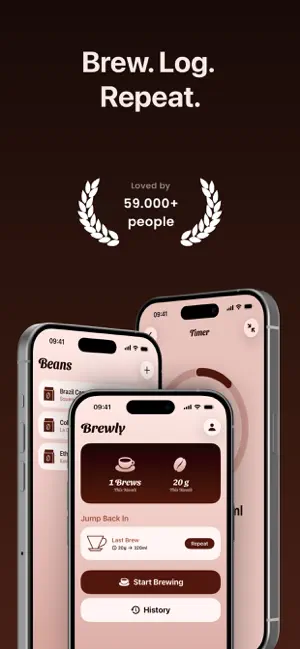 Brewly: Coffee Journal & Timer screenshot 1