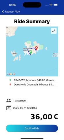 ZipDrop Mykonos Transfer App Screenshot 2 of 4