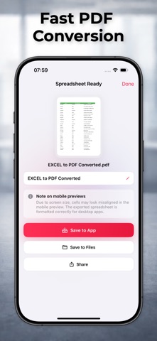 Excel to PDF File Converter iPhone screenshot