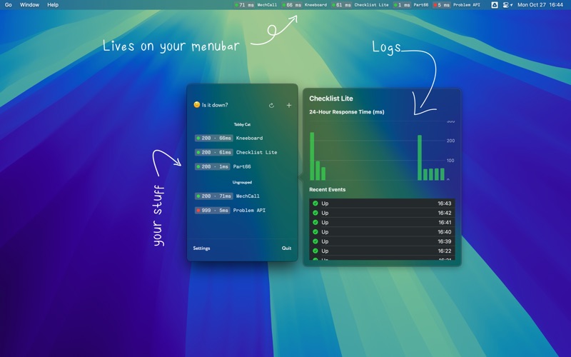 Is It Down? Menubar Monitor app screenshot