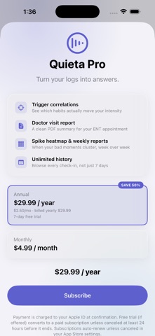 Quieta: Tinnitus Tracker Screenshot 3 of 5