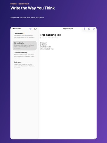 Minute Notes: Quick Notepad iPad screenshot
