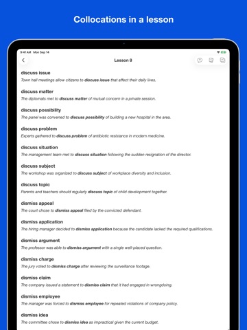 Collocations for IELTS test iPad screenshot