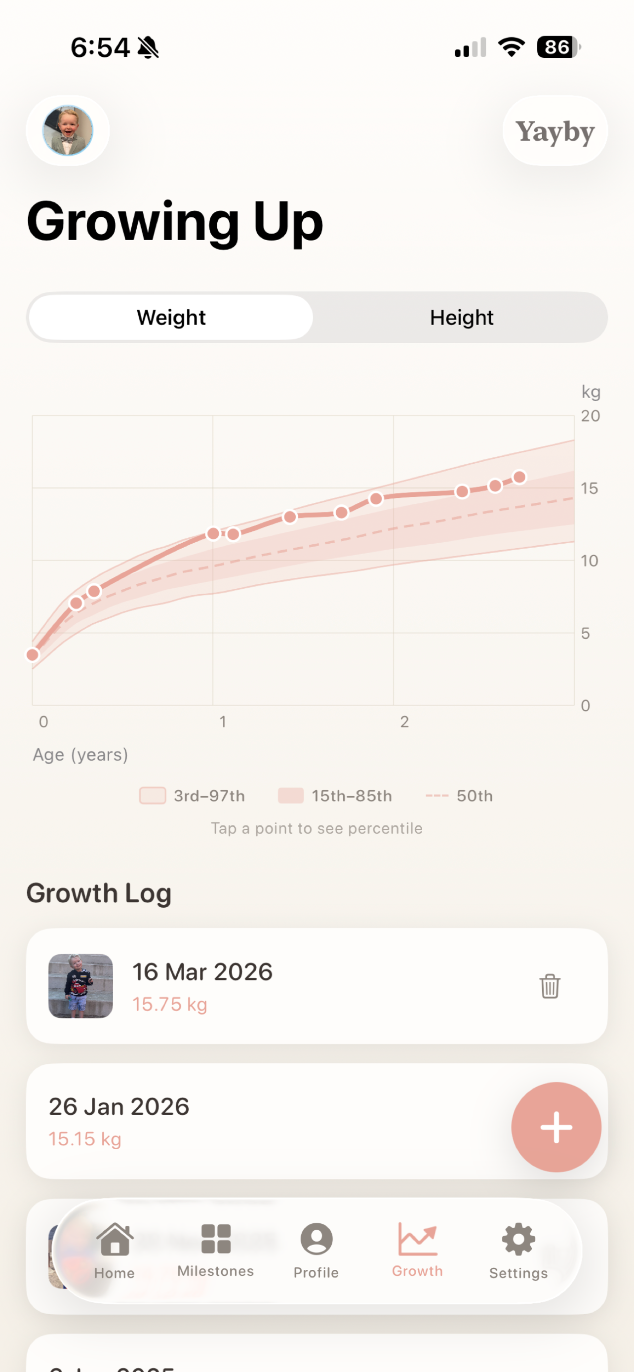 Yayby: Baby Milestones