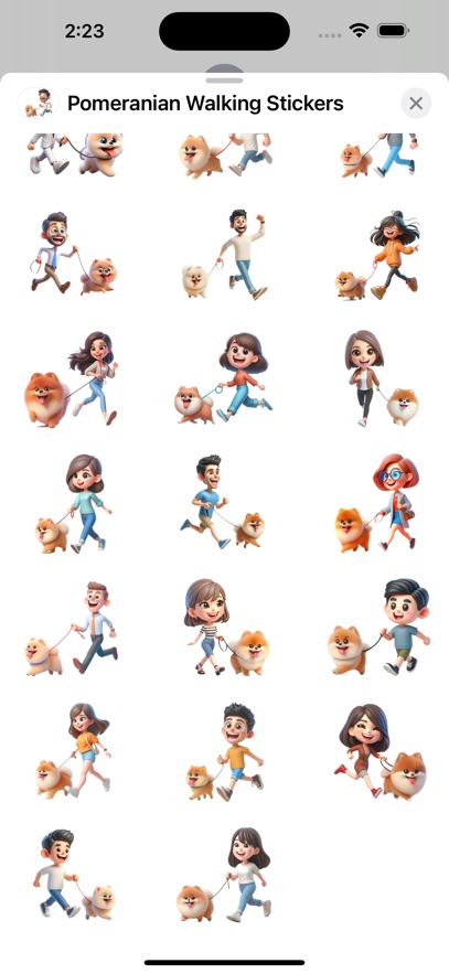 Pomeranian Walking Stickers