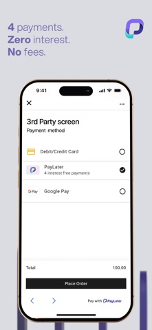 PayLater - Split in 4 payments iPhone screenshot