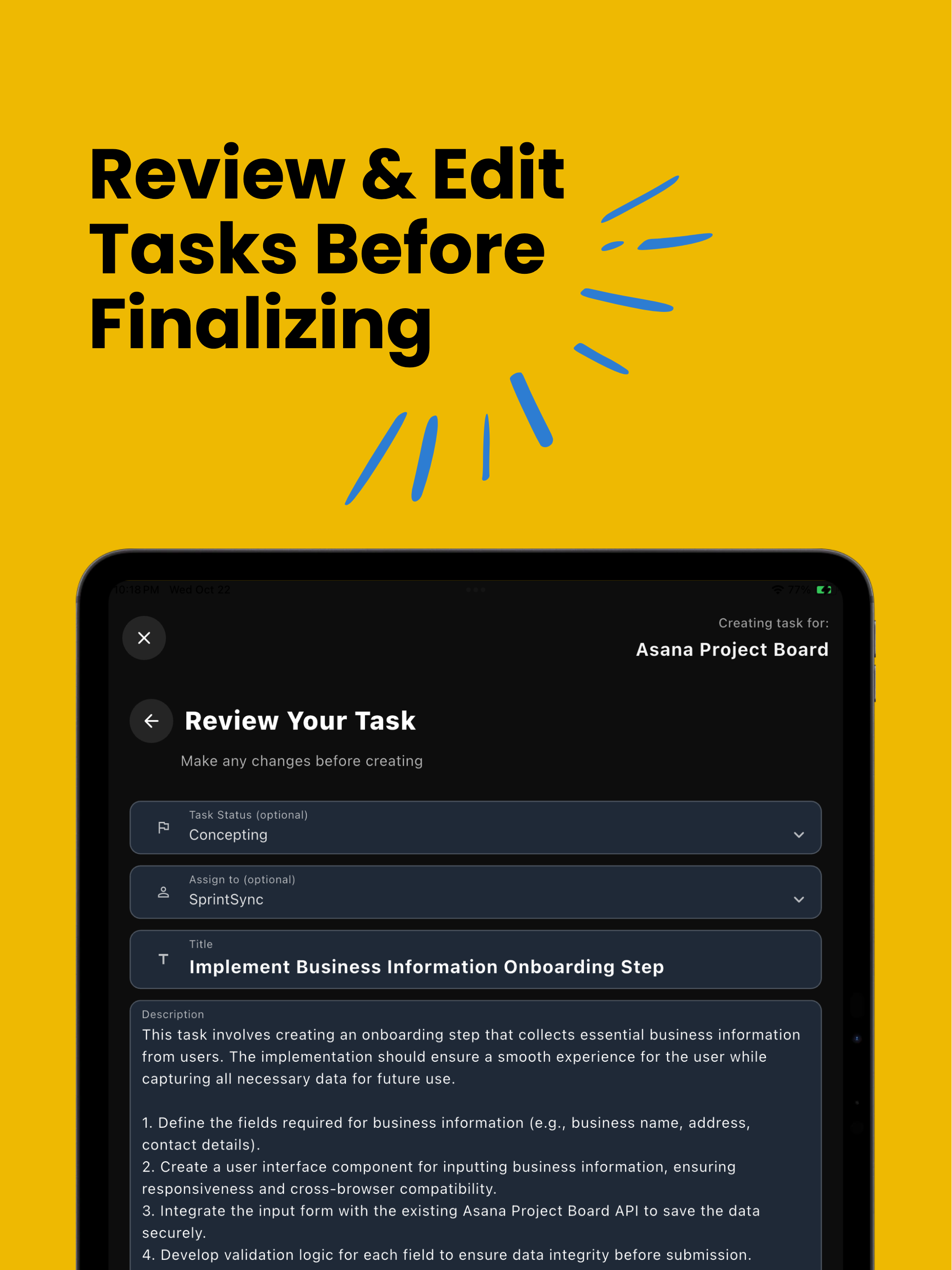 SprintSync: AI Task Creator