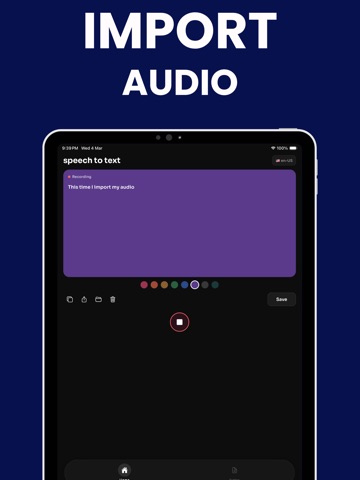 Transcribe Speech to Text Note iPad screenshot