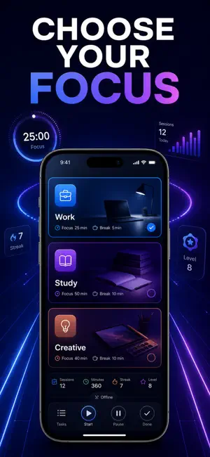 FocusLane Deep Work Timer screenshot 1