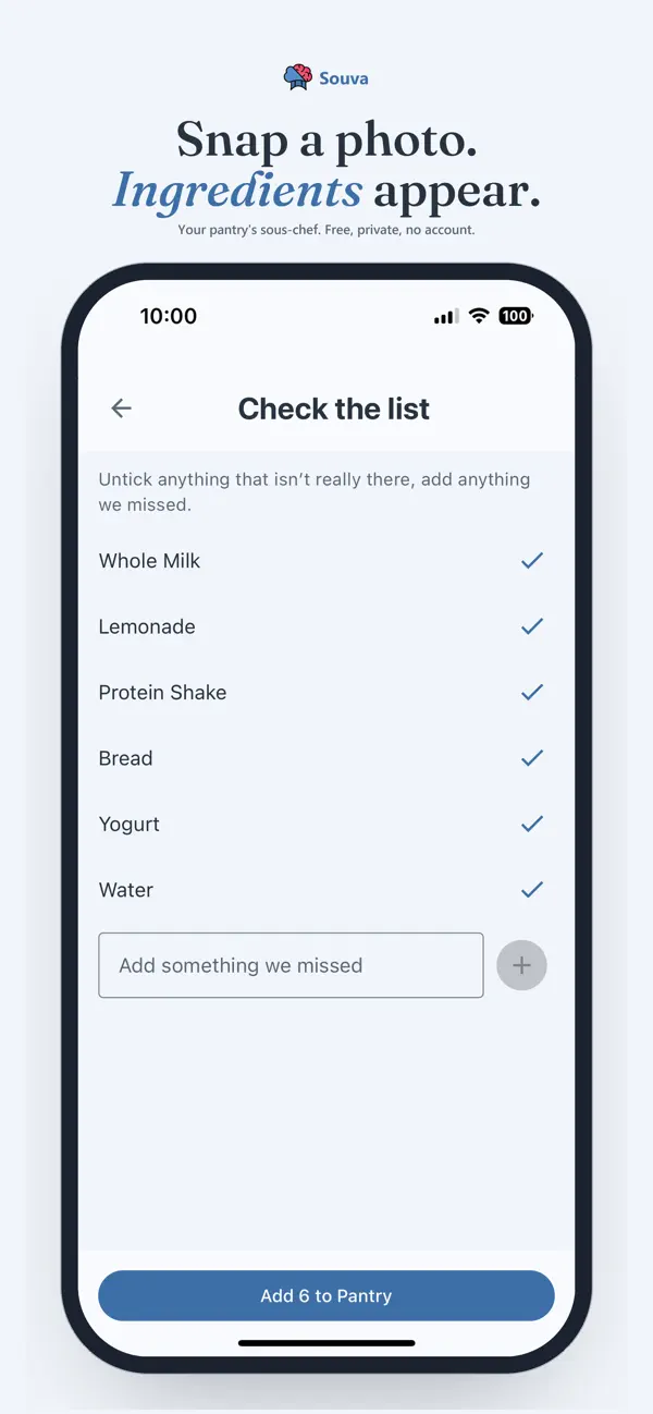 Screenshot #2 pour Souva: AI Recipes & Pantry