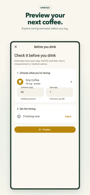 Unbuzz: Caffeine Tracker screenshot 3