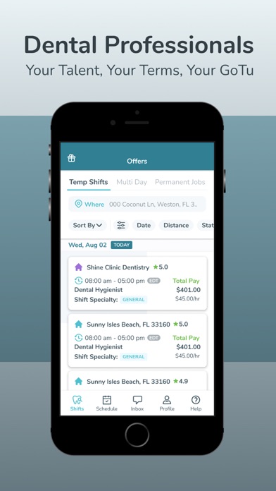 GoTu: Dental Staff Marketplace Screenshot