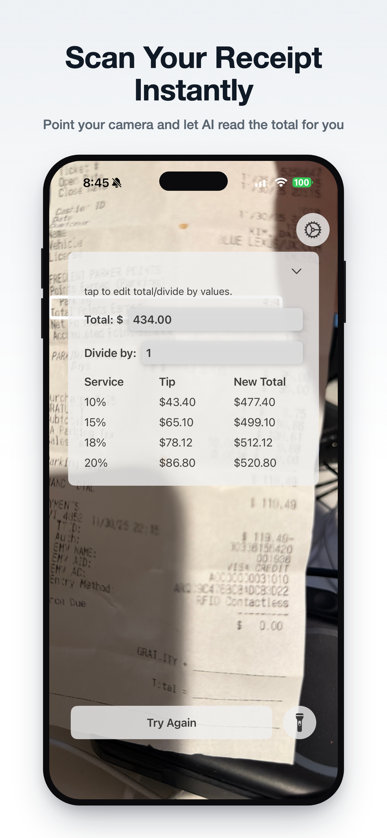 SnapTip: Tip Calculator Split screenshot 4