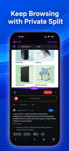 Split Screen: Dual Browser iPhone screenshot
