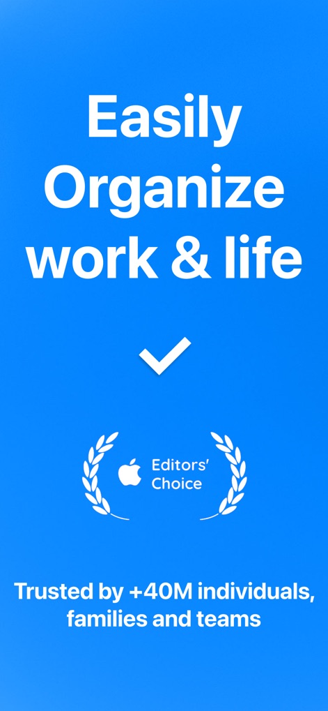 Any.do: To do list & Planner - L'app facilita l'organizzazione di ogni aspetto della vita, come indicato dal simbolo di spunta e dal prestigioso riconoscimento "Editors' Choice" di Apple.