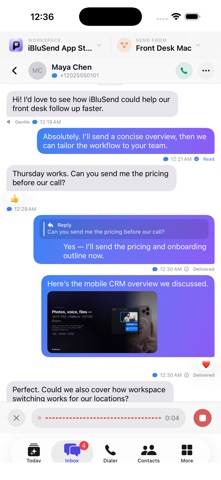 iBluSend: iMessage CRM iPhone screenshot