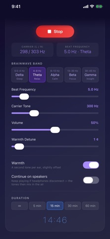Carrier: Binaural Beats app screenshot