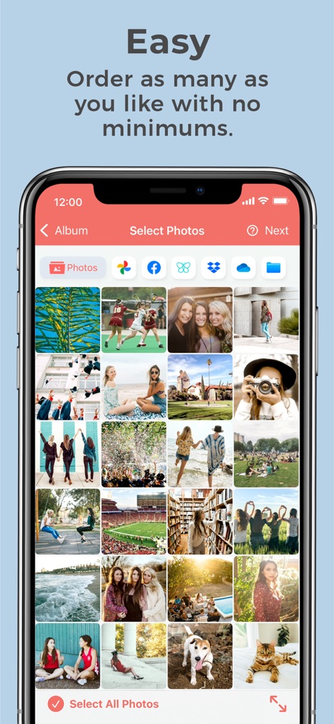 FreePrints Photo Tiles - This tool streamlines the photo selection process, allowing users to choose from various sources like Facebook and effortlessly browse an extensive grid of personal images.
