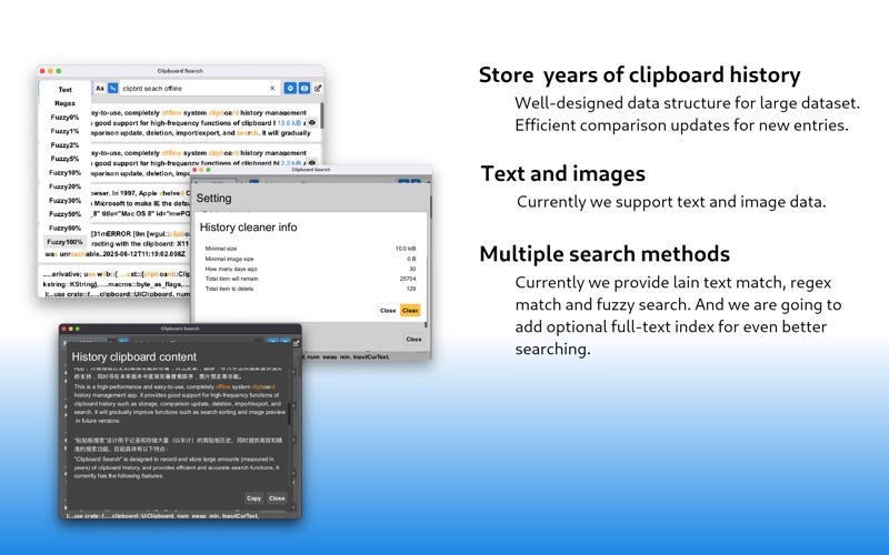 Clipboard Search app screenshot