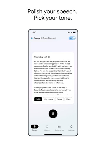 Google AI Edge Eloquent iPad screenshot