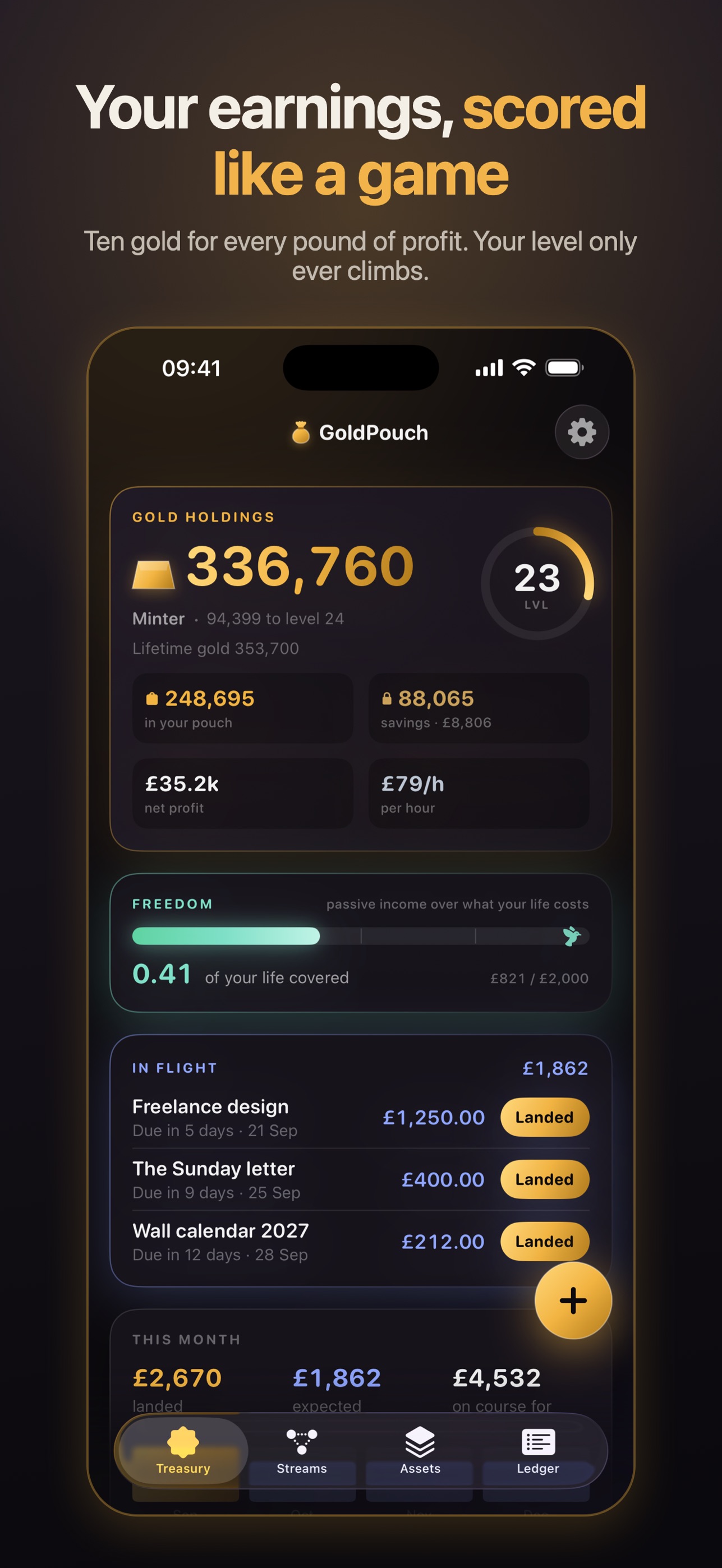 Screenshot 1 of GoldPouch: Income Tracker
