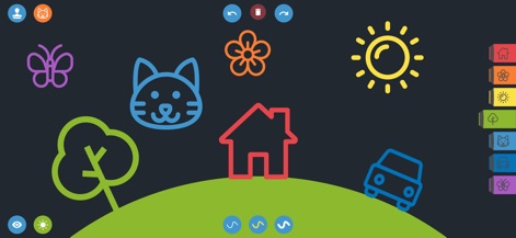 Drawing for Kids. Painting Pad - Esta herramienta facilita la creación artística con plantillas prediseñadas que incluyen una variedad de formas reconocibles, desde animales hasta objetos cotidianos.