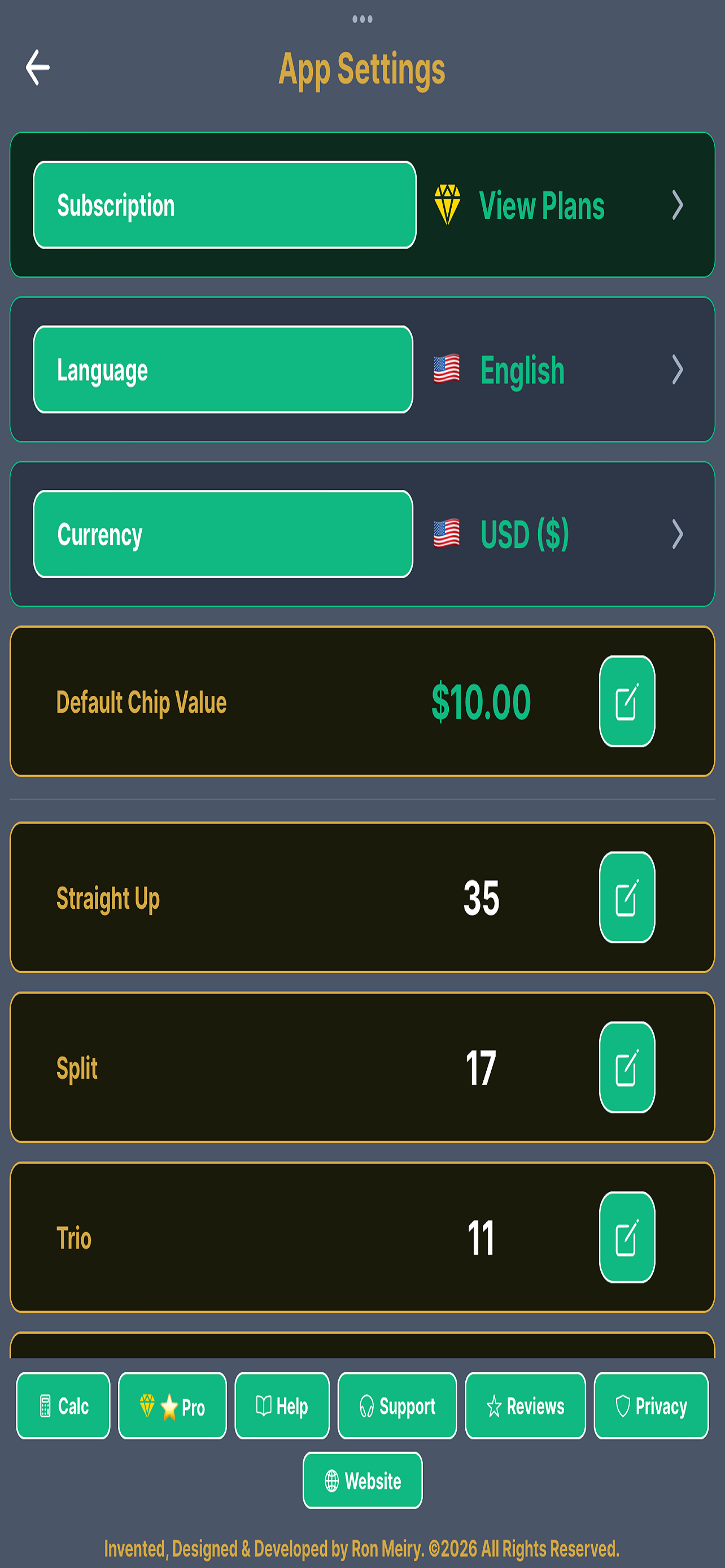 Roulette Payout Calc Pro