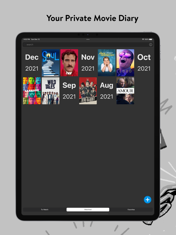 Filmlog: Private Cinema Diary iPad screenshot 1 - Entertainment app