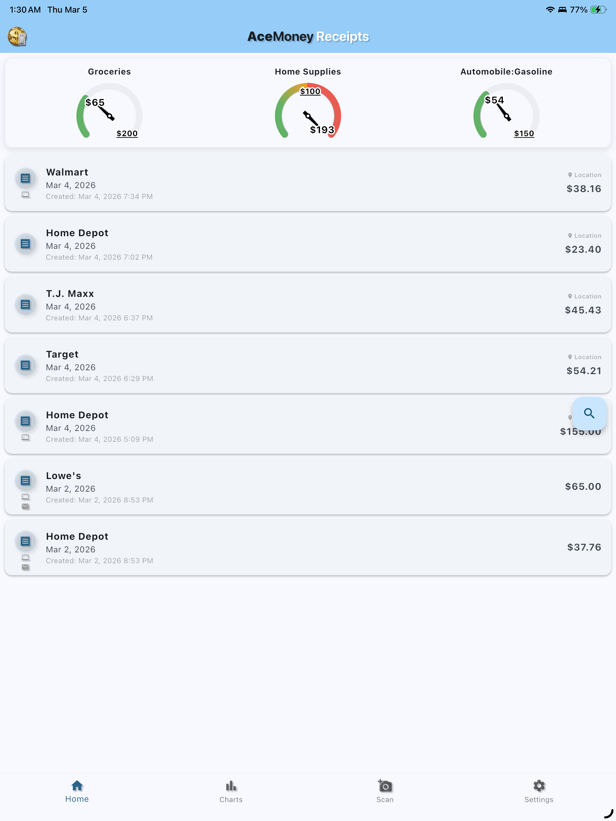 AceMoney Receipts