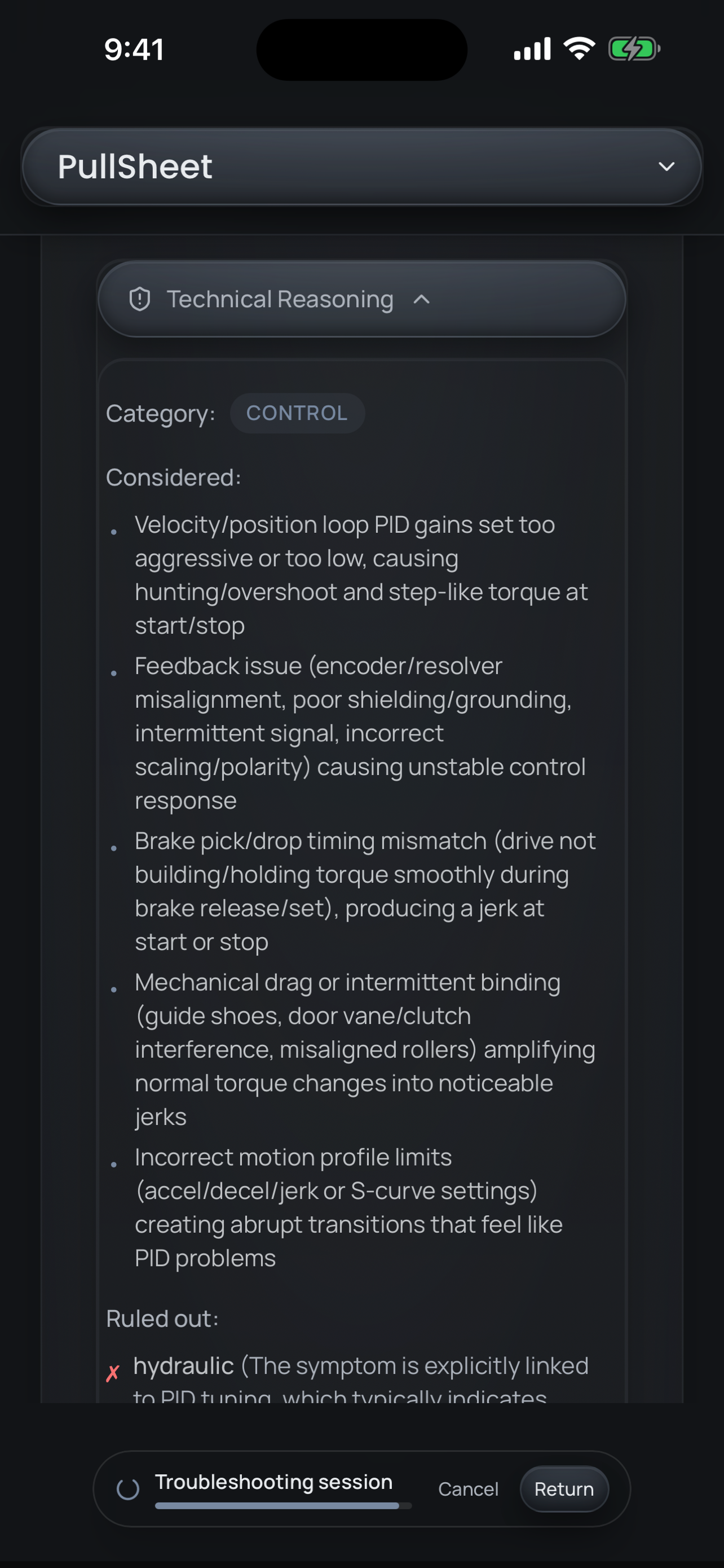 PullSheet Elevator Diagnostics screenshot 4