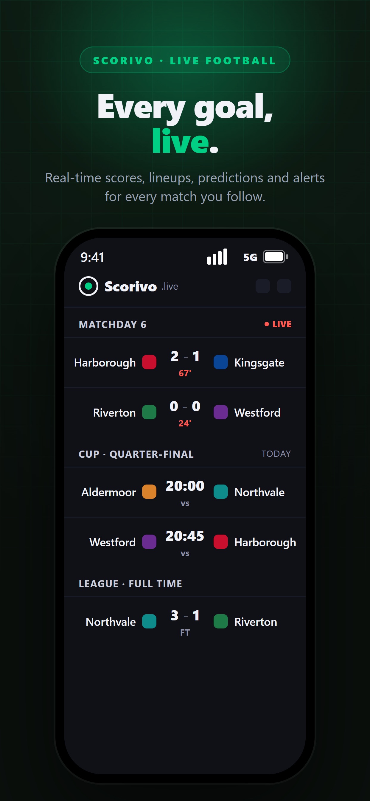 Screenshot 1 of Scorivo - Live Football Scores
